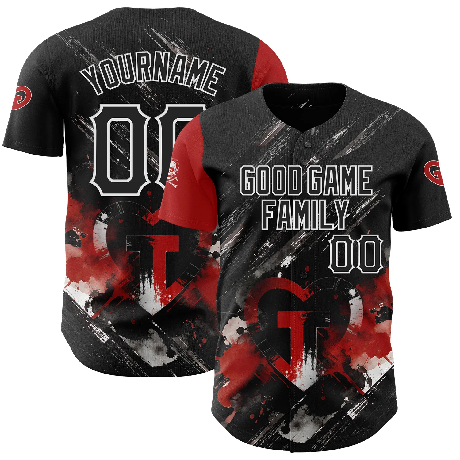 Custom Black Red-White Authentic Baseball Good Game Family Community Jersey